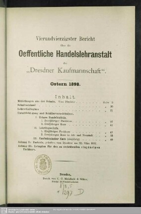 44.1897/98: Bericht über die Öffentliche Handelslehranstalt der Dresdner Kaufmannschaft