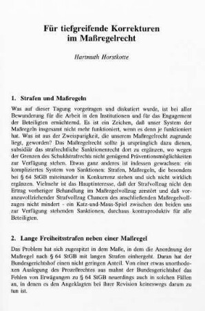 195-202, Für tiefgreifende Korrekturen im Maßregelrecht