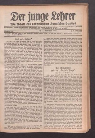 ¬Der¬ Junglehrer und die "soziale Frage"