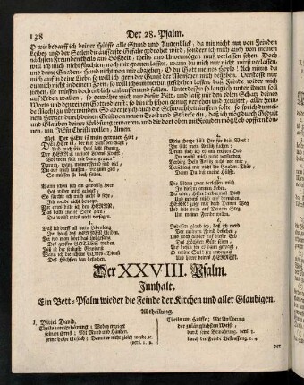 138-147, Der XXVIII. Psalm