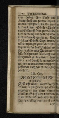 III. Cap. Von des Schiffers Rechenschafft.