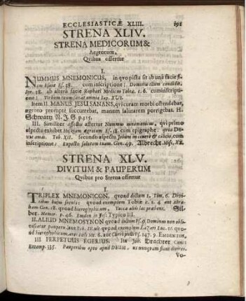 Strena XLIV. Strena Medicorum - Strena LI. Morientium