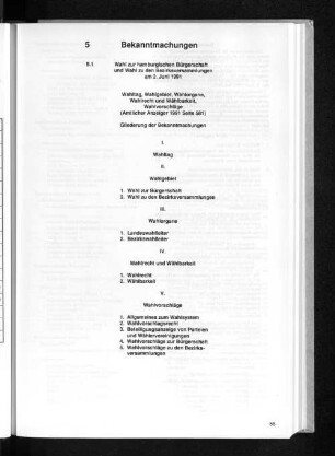 5.1 Wahl zur hamburgischen Bürgerschaft und Wahl zu den Bezirksversammlungen am 2. Juni 1991