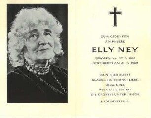 Totenzettel "Elly Ney"