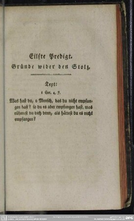 Eilfte Predigt. Gründe wider den Stolz