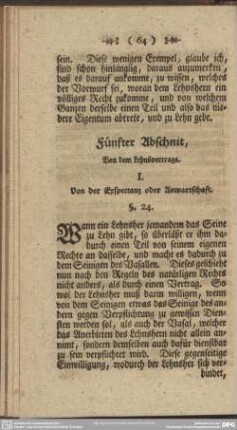 Fünfter Abschnit, Von dem Lehnsvertrage