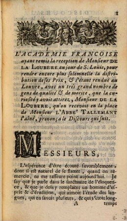 Discours, Harangues, Et Autres Pieces D'Eloquence De Messieurs De L'Academie Françoise, & autres beaux Esprits. 2