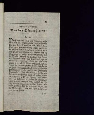 Vierter Abschnitt. Von den Säugethieren.