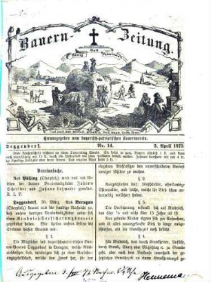 Bauern-Zeitung. 1873, Nr. 14 - 26
