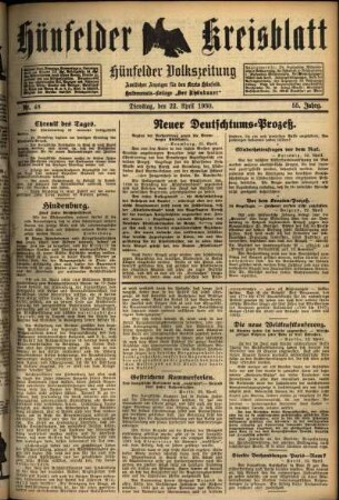 Ausgabe vom Dienstag, den 22. April 1930.