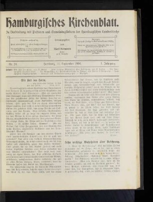 Nr. 24. Hamburg, 11. September 1904. 1. Jahrgang.