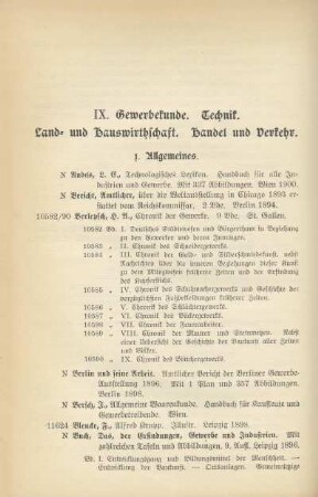 IX. Gewerbekunde. Technik. Land- und Hauswirthschaft. Handel und Verkehr