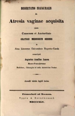 De atresia acquisita vaginae : accedit tabula lapidi incisa