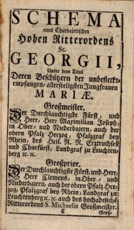 Churbajerischer Hof- und Staats-Calender. 1768