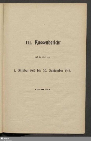 III. Kassenbericht