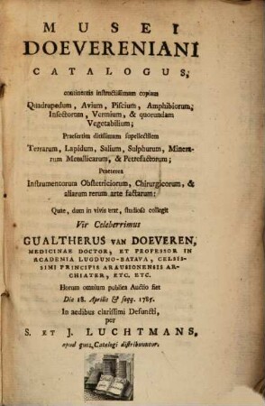 Catalogus Musei Doeverniani