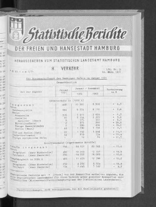 Die Binnenschiffahrt des Hamburger Hafens im Januar 1971 : Lfd. Nr. 9