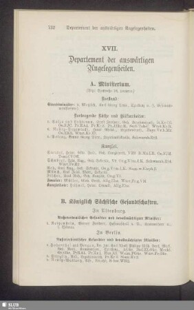 XVII. Departement der auswärtigen Angelegenheiten