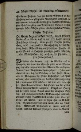 Fünfter Abschnitt. Ob Genie dazu erfordert wird, einen schönen Ausdruck zu bilden, [...].