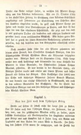 Kapitel. 5. Aus der Zeit nach dem 7jährigen Krieg.