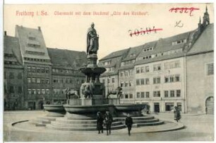 Freiberg. Obermarkt mit Denkmal Otto des Reichen