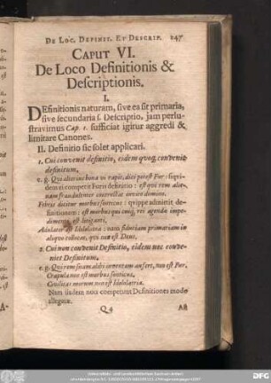 Caput VI. De Loco Definitionis & Descriptionis.