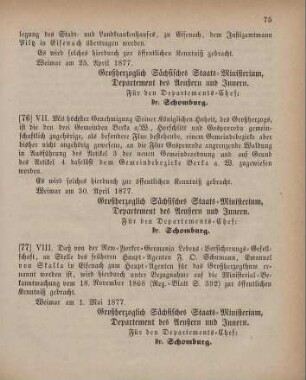 77. Ministerial-Bekanntmachung, die Haupt-Agentur der New-Yorker-Germania Lebens-Versicherungs-Gesellschaft betreffend
