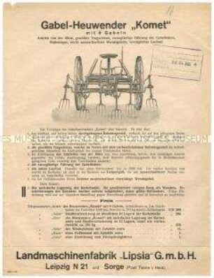Gabel-Heuwender "Komet" mit 6 Gabeln