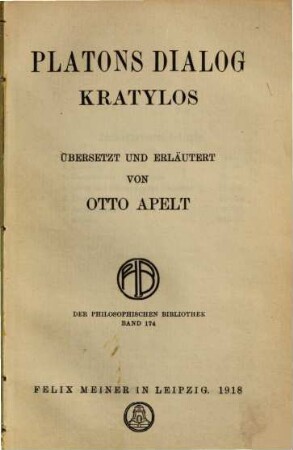 Platons Dialog Kratylos