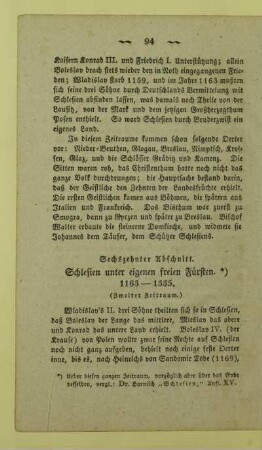 Sechszehnter Abschnitt. Schlesien unter eigenen freien Fürsten. 1163 - 1335. (Zweiter Zeitraum.)