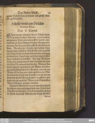 Häuser unnd eyn Gebäw brennen sehen. Das X. Capitel.