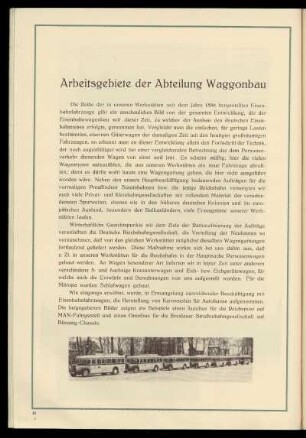 Arbeitsgebiete der Abteilung Waggonbau