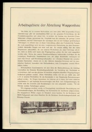 Arbeitsgebiete der Abteilung Waggonbau