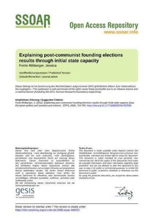 Explaining post-communist founding elections results through initial state capacity