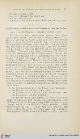 Herstellung orthochromatischer Platten mittels des Bades