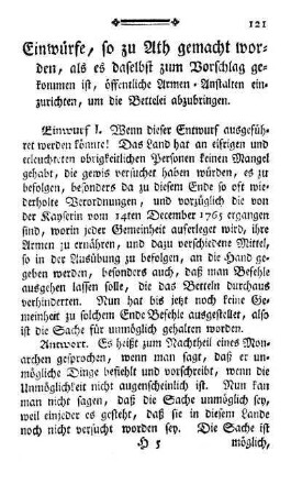 Einwürfe, so zu Ath gemacht worden, [...]