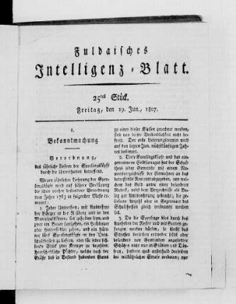 25tes Stück, Ausgabe vom 19. Jun., 1807