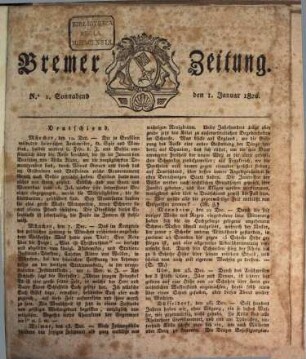 Bremer Zeitung : für Politik, Handel und Literatur. 1820,1/6