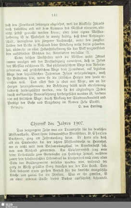 Chronik des Jahres 1907