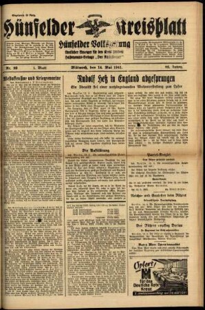Erste Ausgabe vom Mittwoch, den 14. Mai 1941.