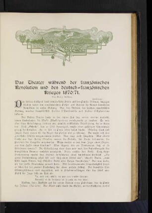 Das Theater während der französischen Revolution und des deutsch-französischen Krieges 1870/71