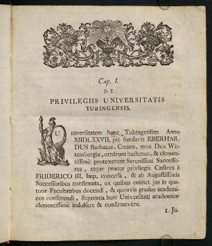 I. De privilegiis Universitatis Tubingensis.