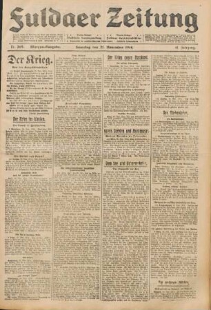 Ausgabe vom Samstag, den 21. November 1914.