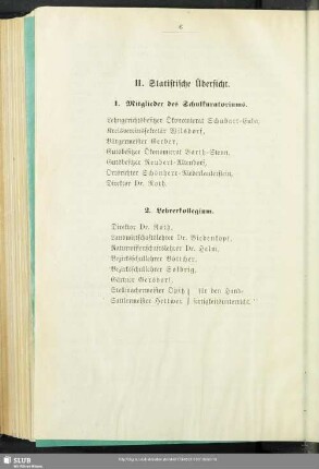 II. Statistische Übersicht