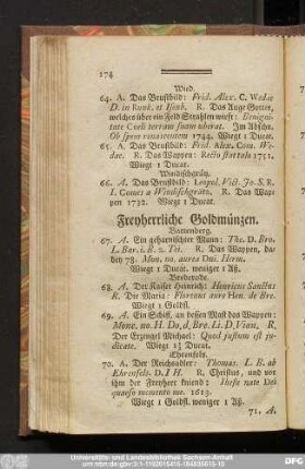 Freyherrliche Goldmünzen.