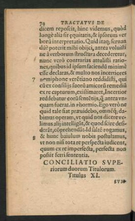Concilitatio Superiorum duorum Titulorum. Titulus XI.