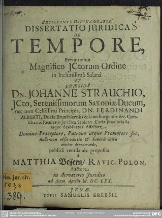 Dissertatio juridica: De tempore
