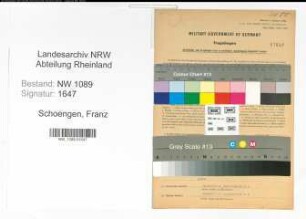 Entnazifizierung Franz Schoengen , geb. 27.09.1910 (Unterbrandmeister)