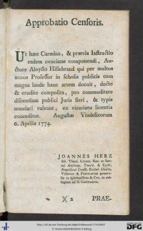 Approbatio Censoris.