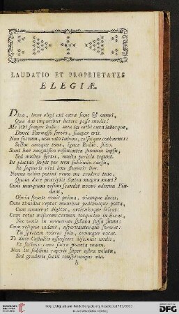 Laudatio et Proprietates Elegiae